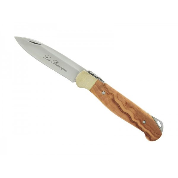 Couteau Lou Provençau en bois d'Olivier, lame inox Z100CD17 de 8 cm, manche 11 cm