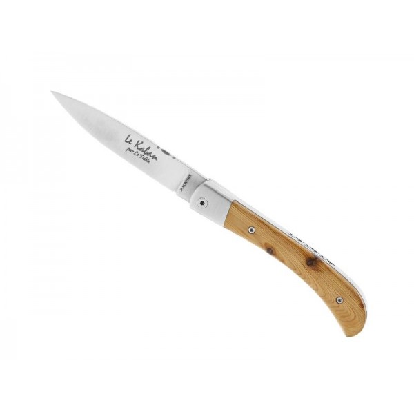Couteau Le KABAN, lame acier 12C27 dos guilloché, manche bois de genévrier 11,5 cm