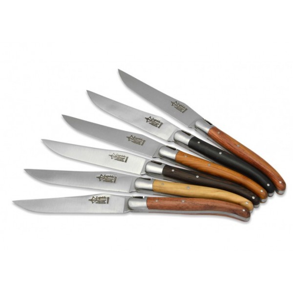 Coffret de 6 couteaux de table Laguiole G. David Prestige - 6 bois  différents - inox 12C27