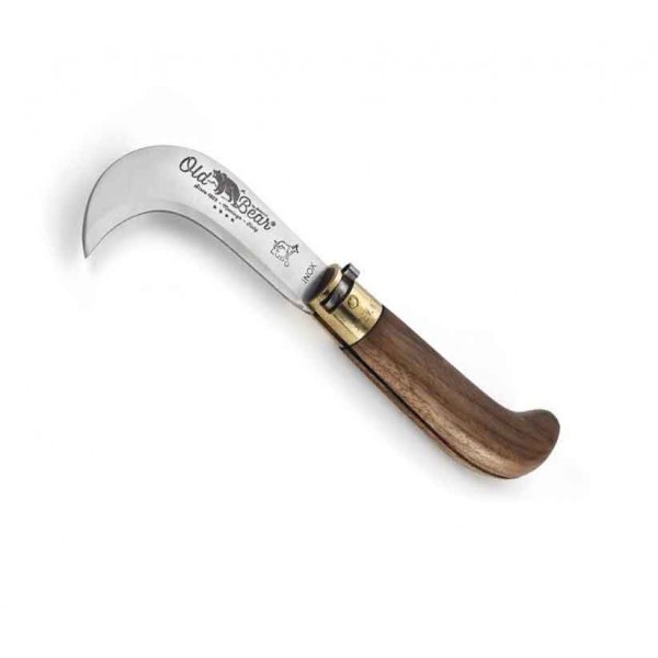 Couteau de poche Oldbear serpette manche noyer 12 cm