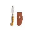 Pack éco couteau Nontron en buis N° 50 avec étui en cuir Fauve le Montagnard, manche sabot 14 cm, lame inox 10 cm