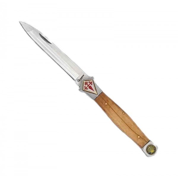 Couteau des templiers stylet Albainox, manche bois d'olivier 10 cm