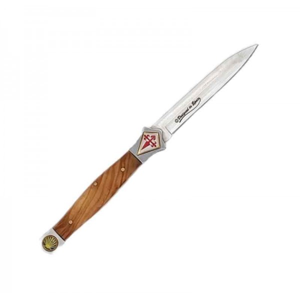 Couteau des Templiers stylet Albainox, manche bois d'olivier 10 cm