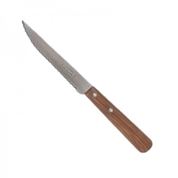 Couteau à steak La Fourmi - manche en bois d'olivier - lame inox crantée 11  cm