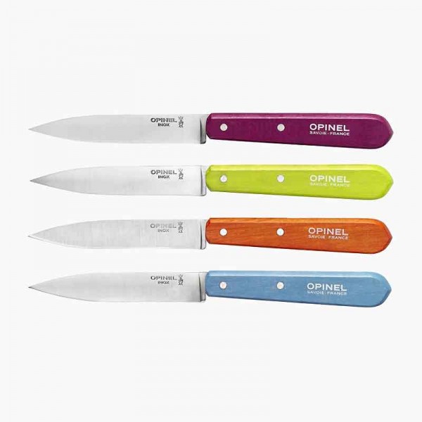 Coffret 4 couteaux cuisine Opinel - couleurs acidulées - lame inox 10 cm