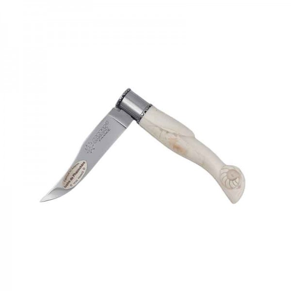 Couteau Larzac Raïole Custom | ivoire de phacochère sculpté | lame inox 12C27