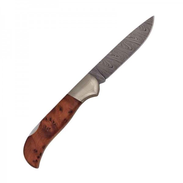 Couteau Damas Fox inox RWL34 manche en bois d'amboine, en coffret cadeaux