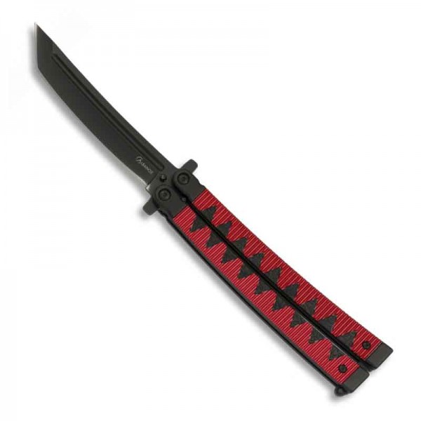 Couteau papillon Ninja rouge manche 14,5 cm