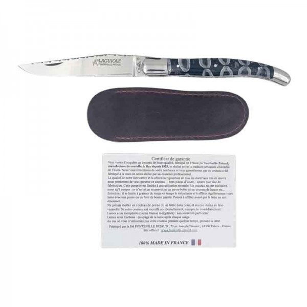 Couteau Laguiole Gilles Tradition guilloché molaire de mammouth lame inox 12C27 manche 12 cm