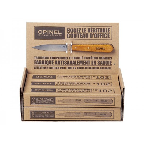 Lot de 2 couteaux office Opinel - couteau de cuisine classique lame acier carbone 10 cm (photo lot de couteaux)
