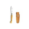 Pack éco couteaux Nontron en buis N° 25 avec étui en cuir Fauve, manche sabot, lame inox 9 cm