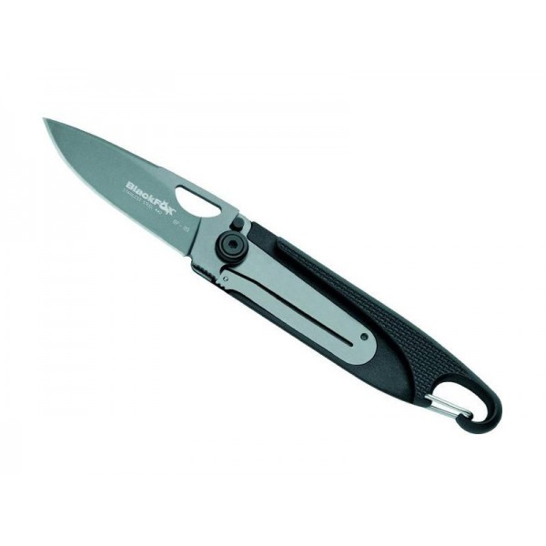 Couteau de poche 1 main BlackFox zytel noir à mousqueton 10,5 cm